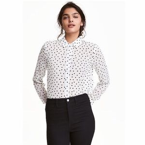 H&M Button Up Blouse with Polka Dot Hearts